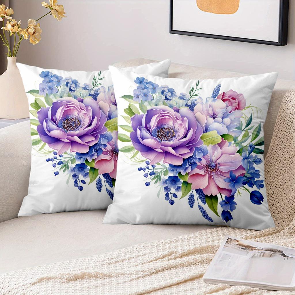 1 Pieces Floral Patterned White Throw Pillow Decor Accent Polyester pillowcase, sofa decorative cushion cov Headboard Pillow