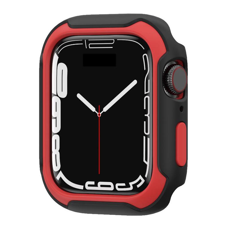 

Double color Case For Apple Watch Series 7 watch bezel for iwatch band 41mm 45mm silicone cover protector smart accessories 41mm чорний білий колір
