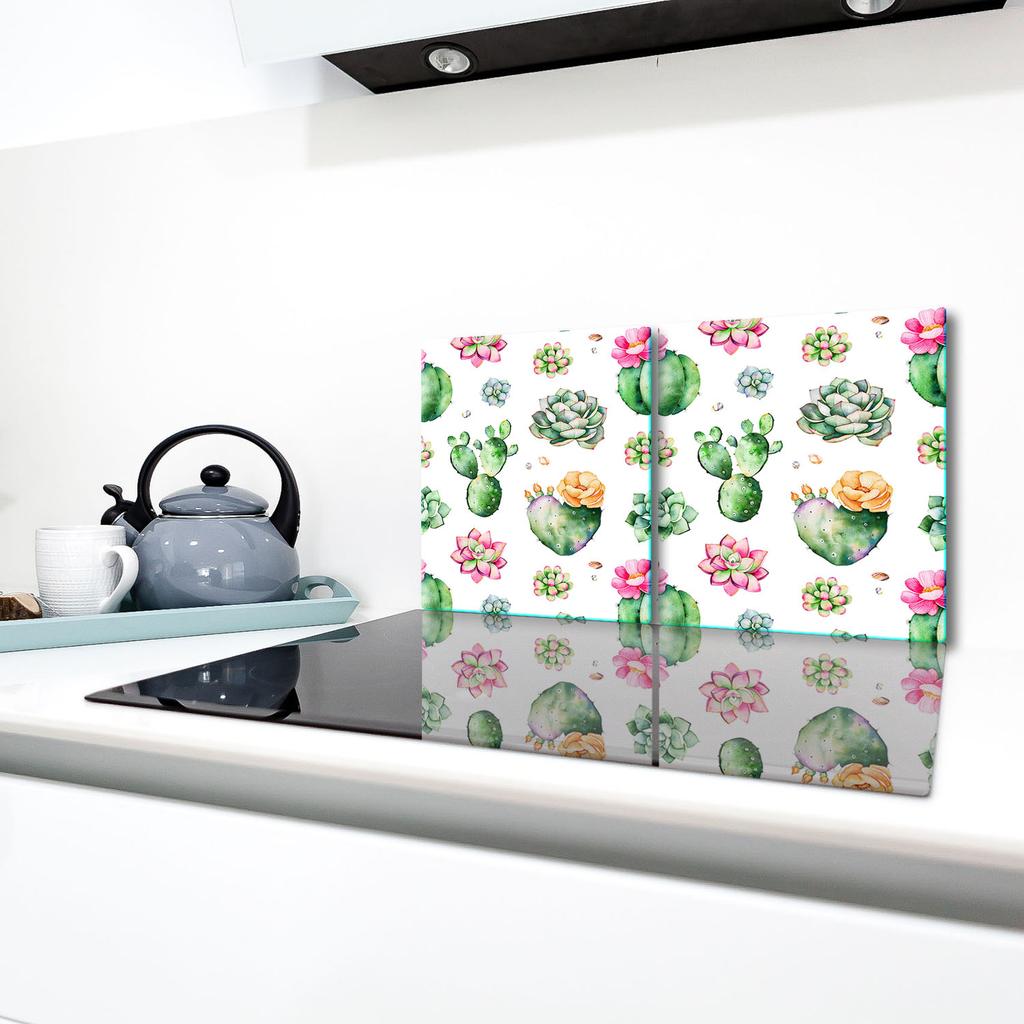 2x GLASS PROTECTIVE PLATE FOR STOVE 40x52 CACTUS