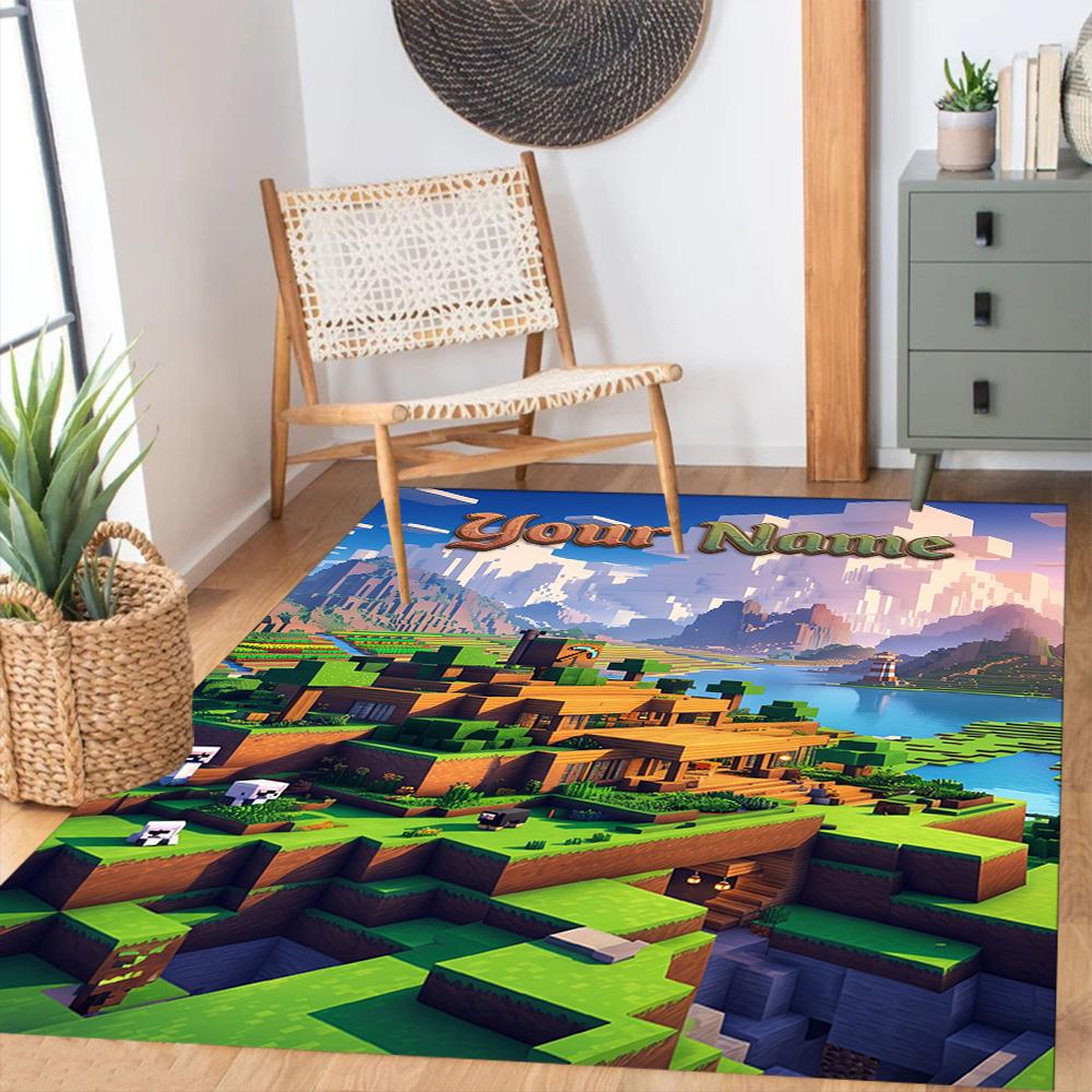Minecraft Personalized Text Area Rug Design For Bedrooms Study Room Living Rooms Kitchen Antislip Carpet Anime Office Decor Wedding Party Gift