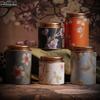 1PC Exquisite Flower Prints Round Tea Tin Tea Storage Snack Storage Box Kitchen Sealed Canister Chinese Style Tea Box Convenient