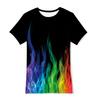 Ropa de Verano para Niños con Estampado Digital 3D, Pigmento Colorido, Holgada, Casual, Moda, Camiseta de Manga Corta
