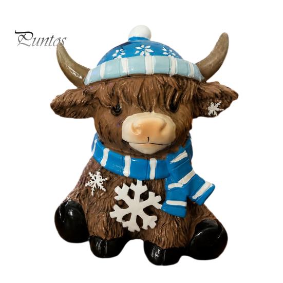 Resin Animal Statue Winter Highland Cow Figurine, Cattle for Desk Decor Decor, Shape Ornament Home Office