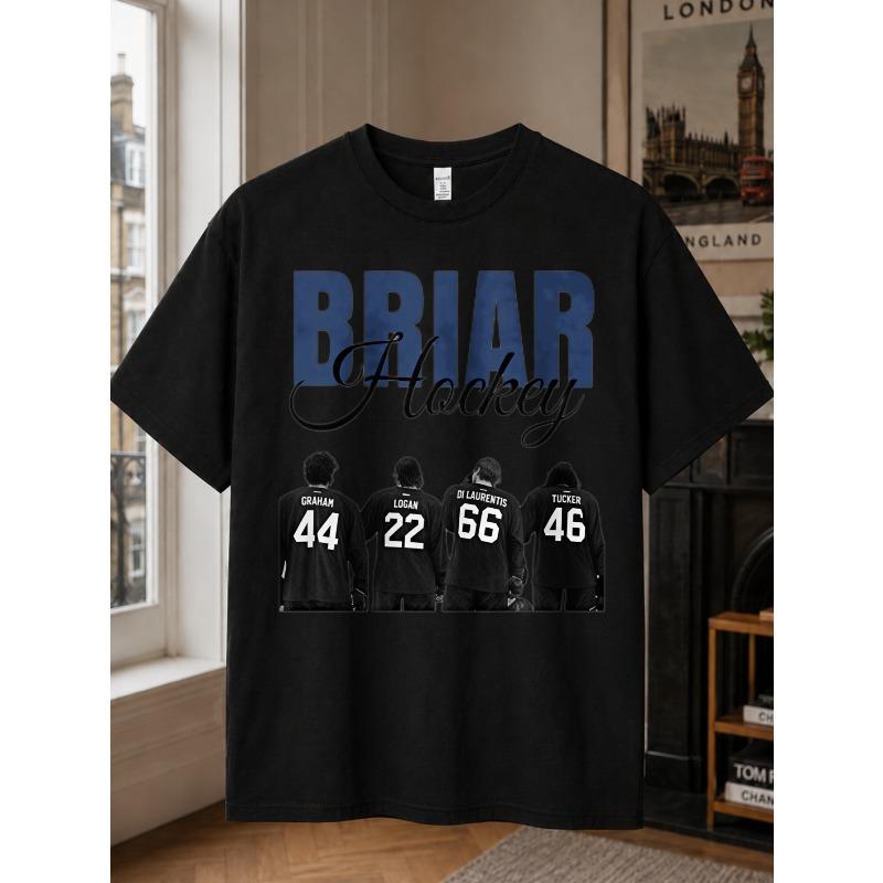 Men's T-Shirt Briar Hockey Players Back View Graphic Summer Casual Wear Gift for Sports Fans Cotton Loose Fit Round Neck Fashion New Style