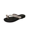 French Style with Skirt Rhinestone Cool Slippers Women's Summer Wear 2025 New Beautiful Seaside Sandals Fairy Silver Slippers