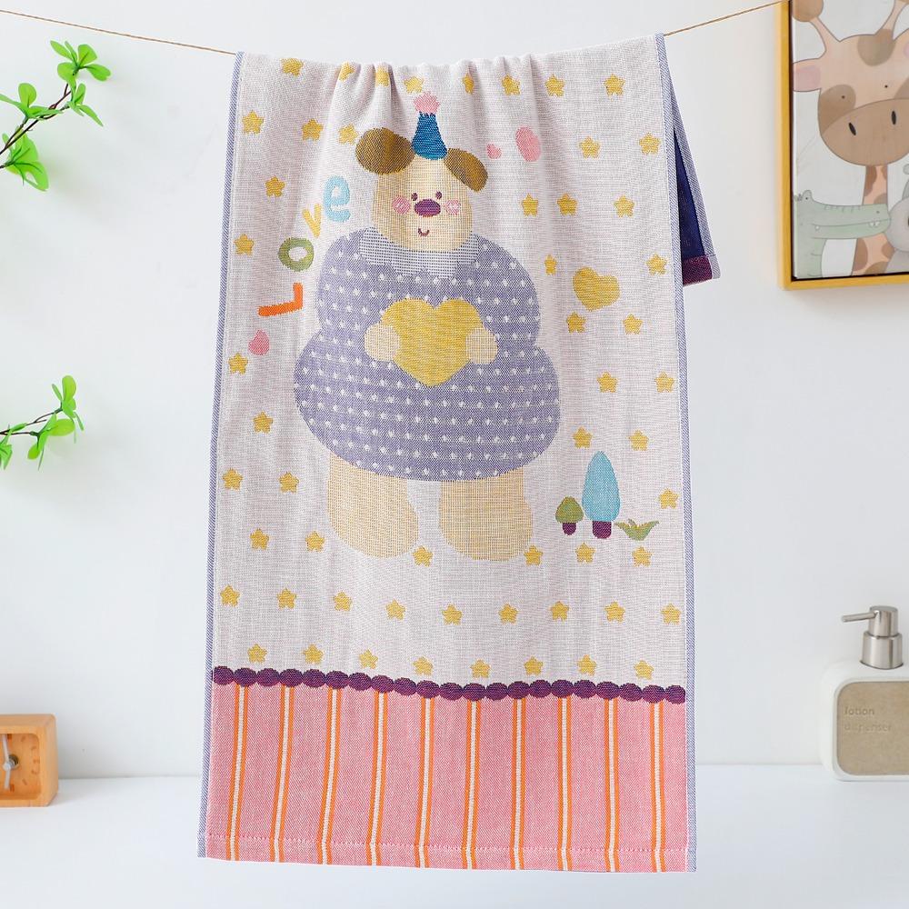 New 34*74cm Large Hand Towel Decorative 4 Layer Cotton Gauze Tea Towel Quick Dry Cartoon Washcloths for Home Restaurant