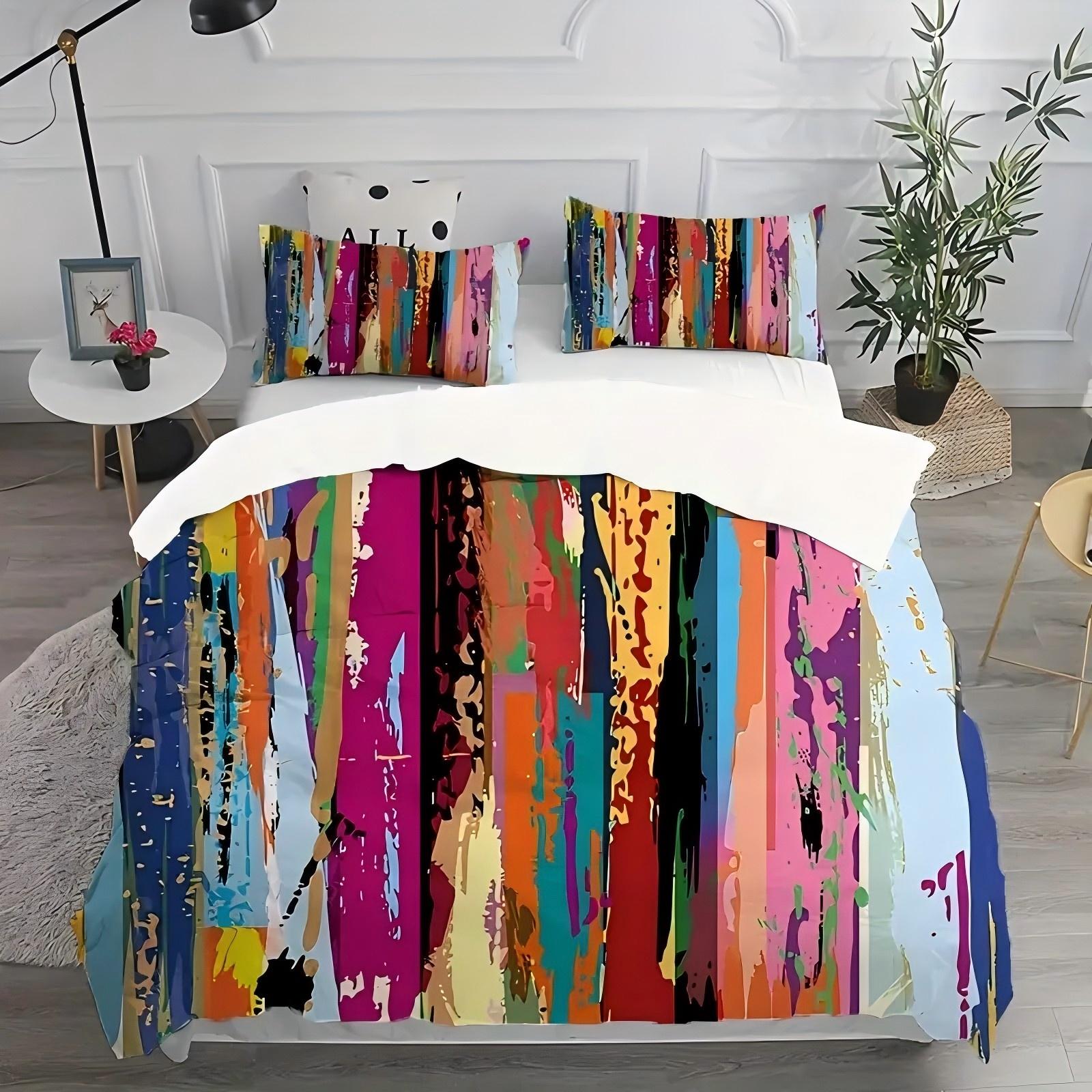 

Color Splatter Pattern 3D Printed Duvet Cover Set Fashion Abstract Art Luxury Style Quilt Cover Set Soft Comfortable Bedding Set 135x200cm 2pcs