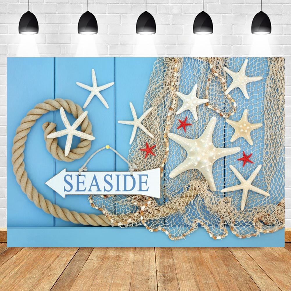 Nautical Theme Baby Party Background for Photography, Sailboat, Boat, Starfish, Wooden Board, Sailor Portrait, Photo Background