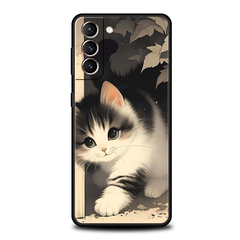 Daily Life of Cute Cats Phone Case For Samsung Galaxy S26 Ultra S25 Plus S24 FE S23 S22 5G S21 S20 Cover Black Soft