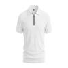 Men Solid Vertical Stripe Half Zip Turn Down Collar Short Sleeve Casual Large Size Polo T Shirt