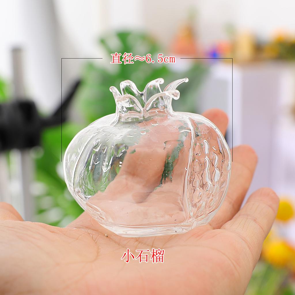 Transparent Pomegranate Glass Vase Creative Red Pomegranate Fruit Vase Hammer Pattern Handmade Hydroponic Flower Vase Office