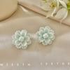JMXD-Mori Super Immortal Flower Earrings Mint Green Temperament Fresh Earrings Xiaoxiangfeng Camellia Women's Earrings