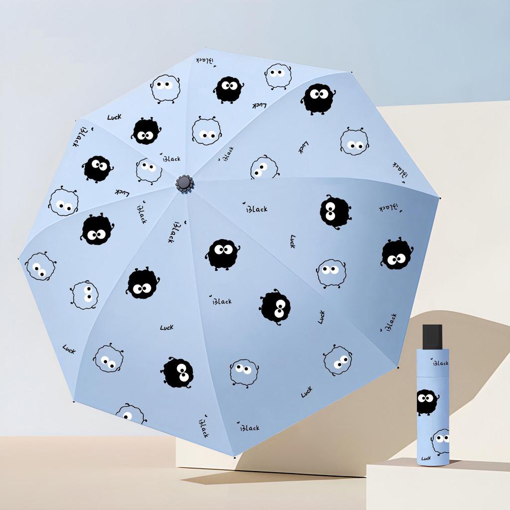 Custom Logo Sunshade Cartoon Folding Umbrella - Dual-Use, Anti-UV, Rain or Shine