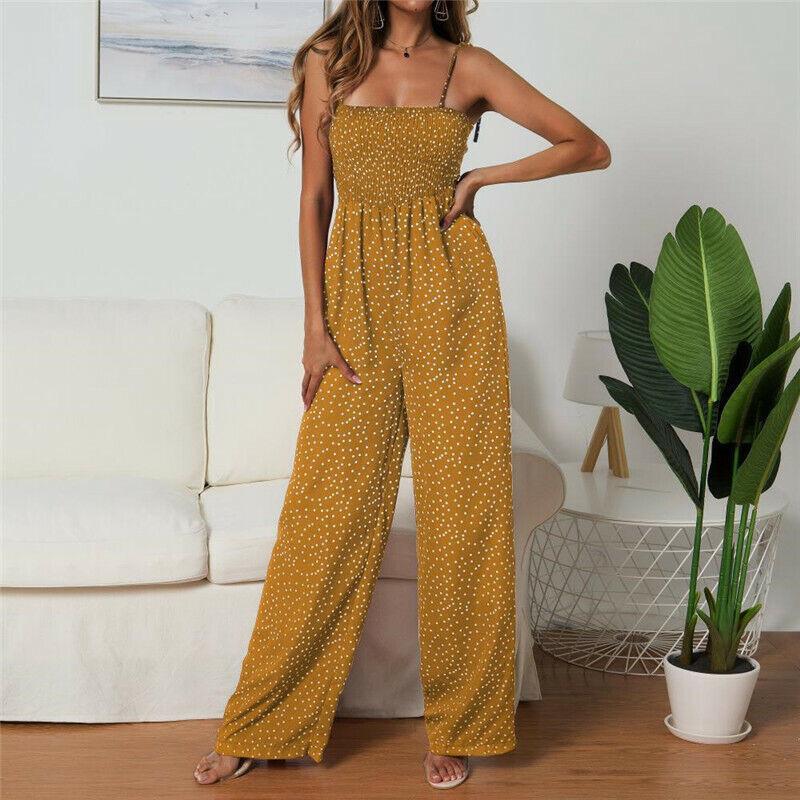 Stylish Women's Strappy Holiday Playsuit Romper With Elegant Polka Dot Print