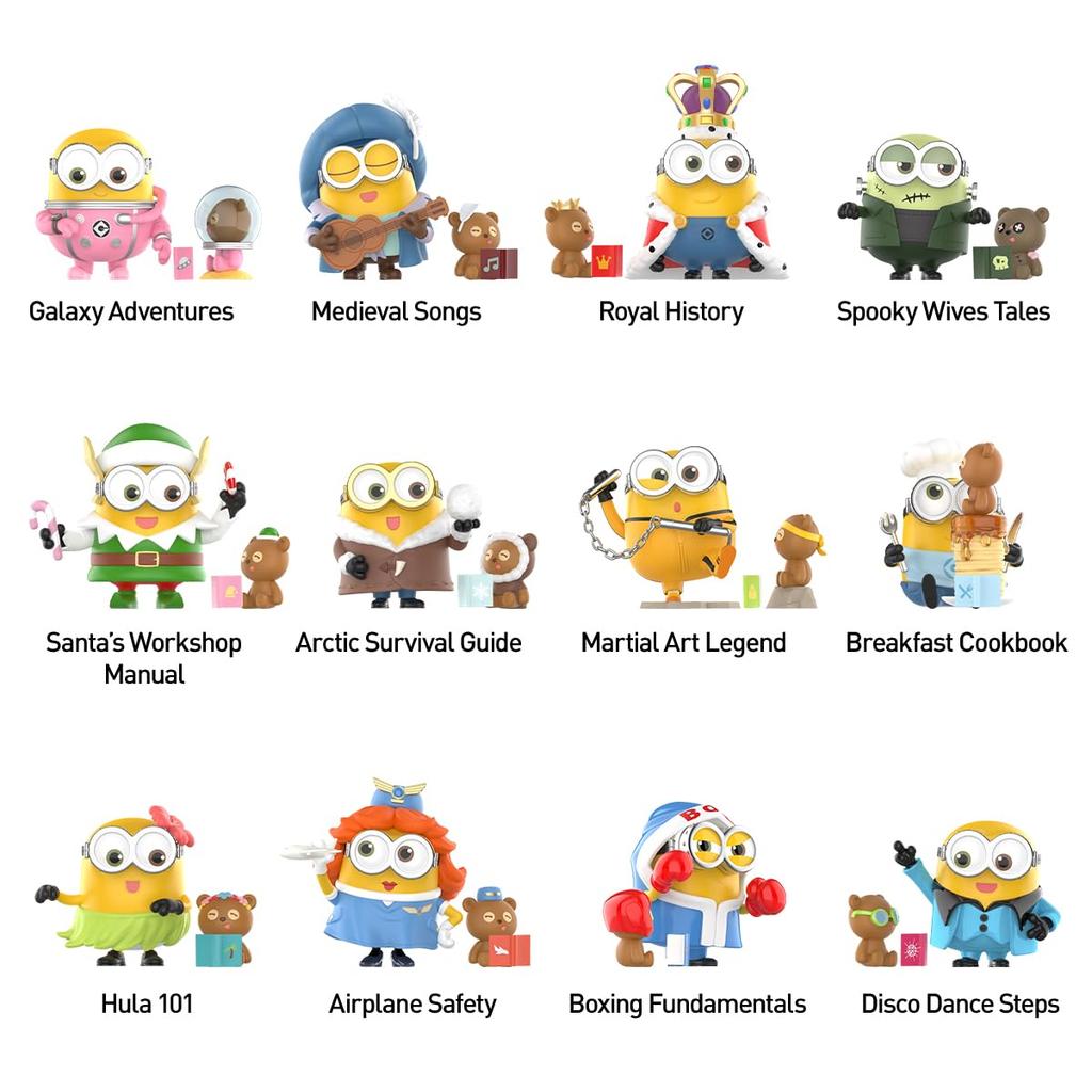 POP MART Minions Bedtime Stories by Bob and Tim Series [Assorted Box of 12] Pop Mart Gachapon Blind Box Figures, Plastic Models, Premium Toys, PVC