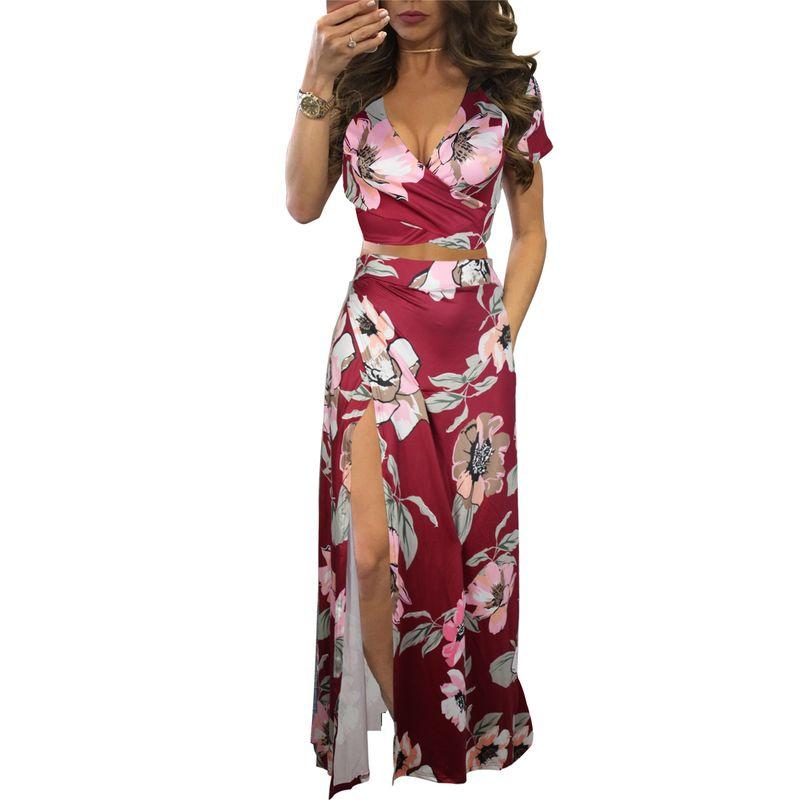 M482 Cross-Border Boutique European and American Popular Amazon Independent Station Classic Floral Hot Sale Dress Two-piece Set