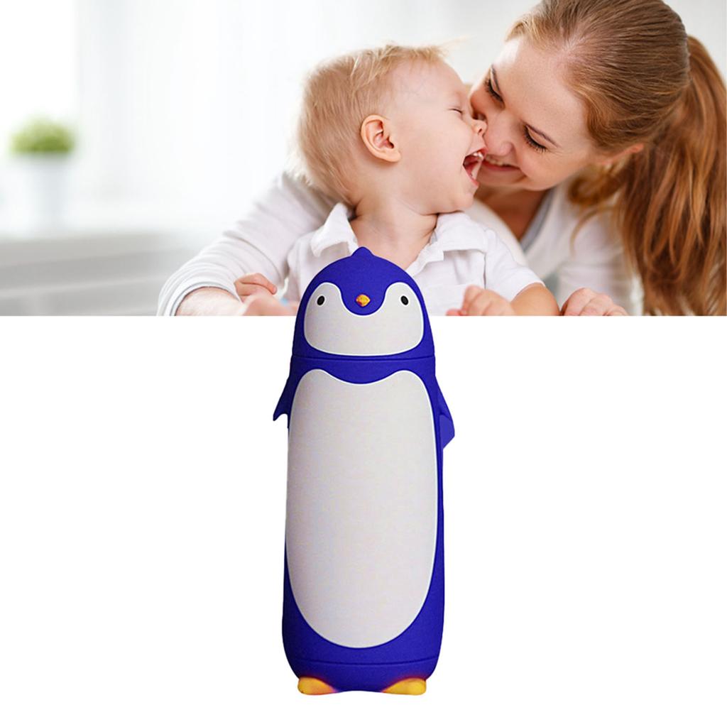 Water Bottle Penguin Design Heat Insulation 300ml Portable Water Cup for Outdoor Blue
