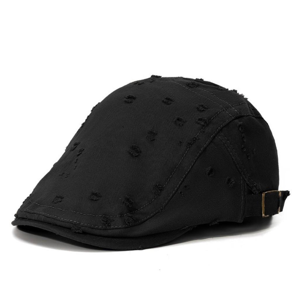

Casual Hole Sketching Beret Hat Soft Adjustable Painter Hat Cotton Newsboy Hat Men Women Driver Flat Caps чёрный