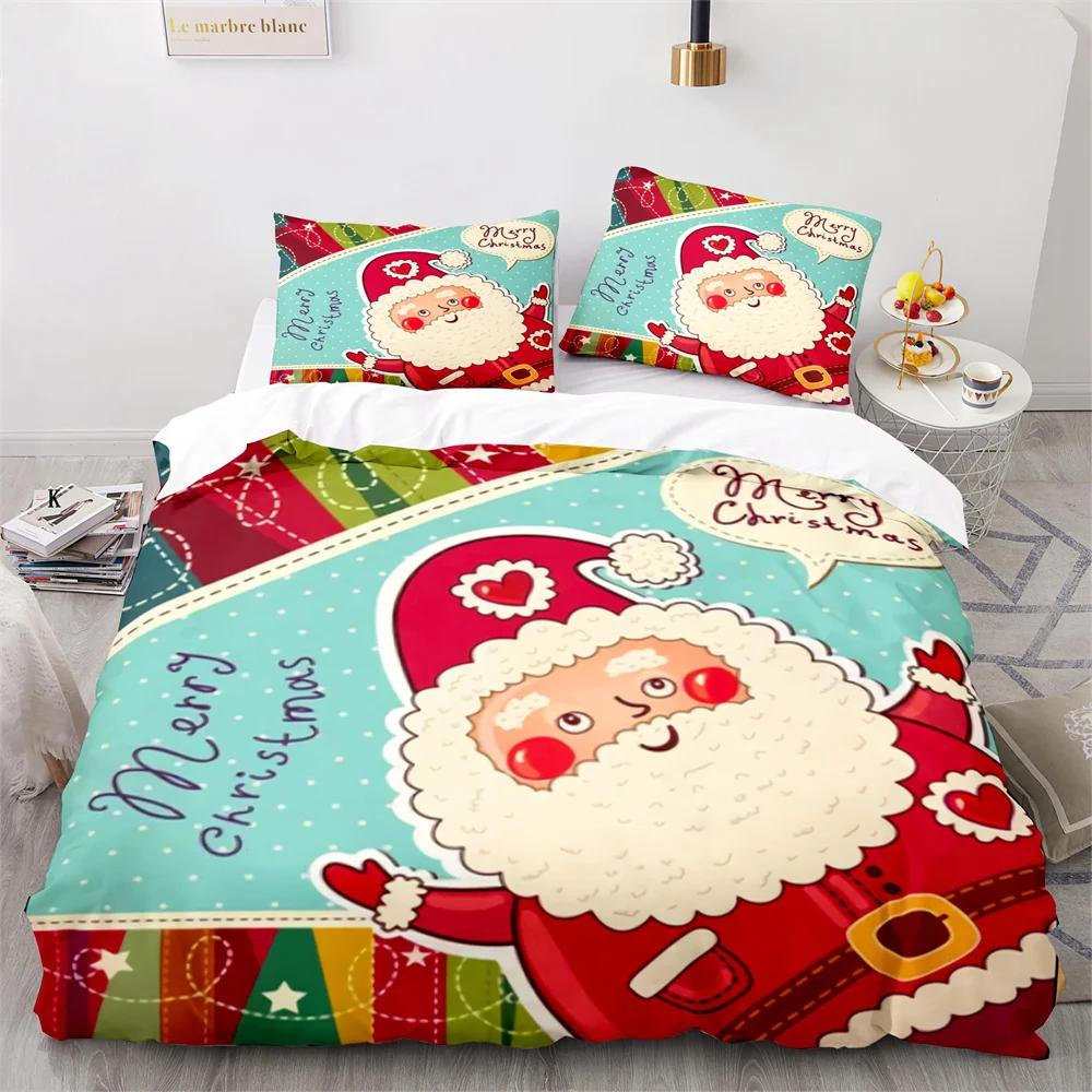 Merry Christmas Duvet Cover Red Santa Claus Theme For Kids Teens Children Women Boys Girls Happy New Year Decoration Quilt Cover