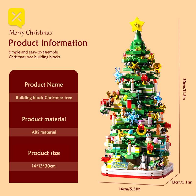 Non-Toxic Christmas Tree Building Blocks Diy Kits Festive Holiday Home Office Decor Creative Educational Toys Gifts For Kids Adults Family