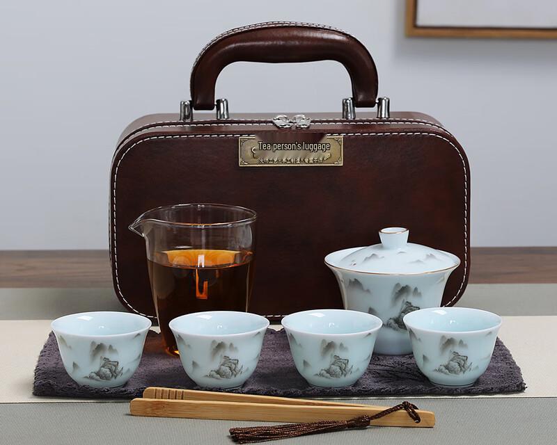 Auspicious Cloud Mutton Fat Jade Porcelain Kung Fu Tea Set