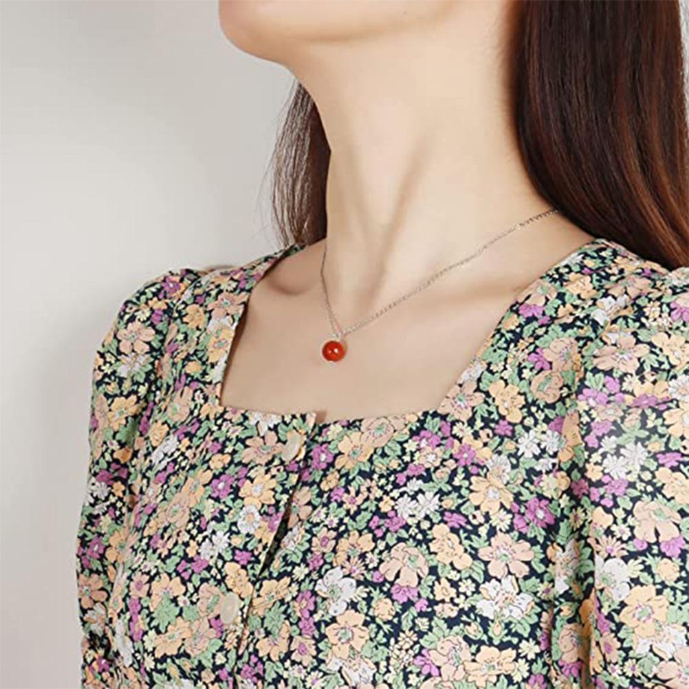 Red Agate Stone Pendant Necklace Simple Crystal Necklace Jewelry Gift for Women Girl