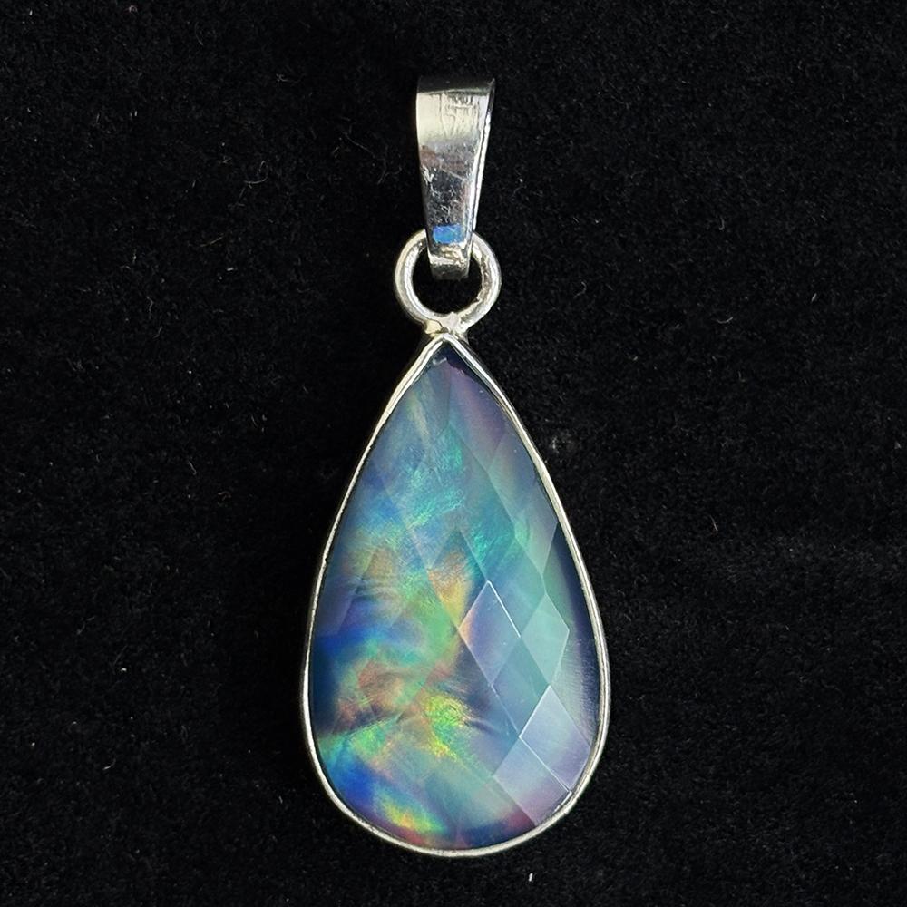 Natural Ammolite Pear 20 ct 925 Sterling Silver Gems Pendant Gemstone Jewelry Gift