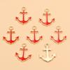 Nautical Series: 5 Alloy Enamel Pendants - Anchor, Lifebuoy, Sailboat for DIY Jewelry