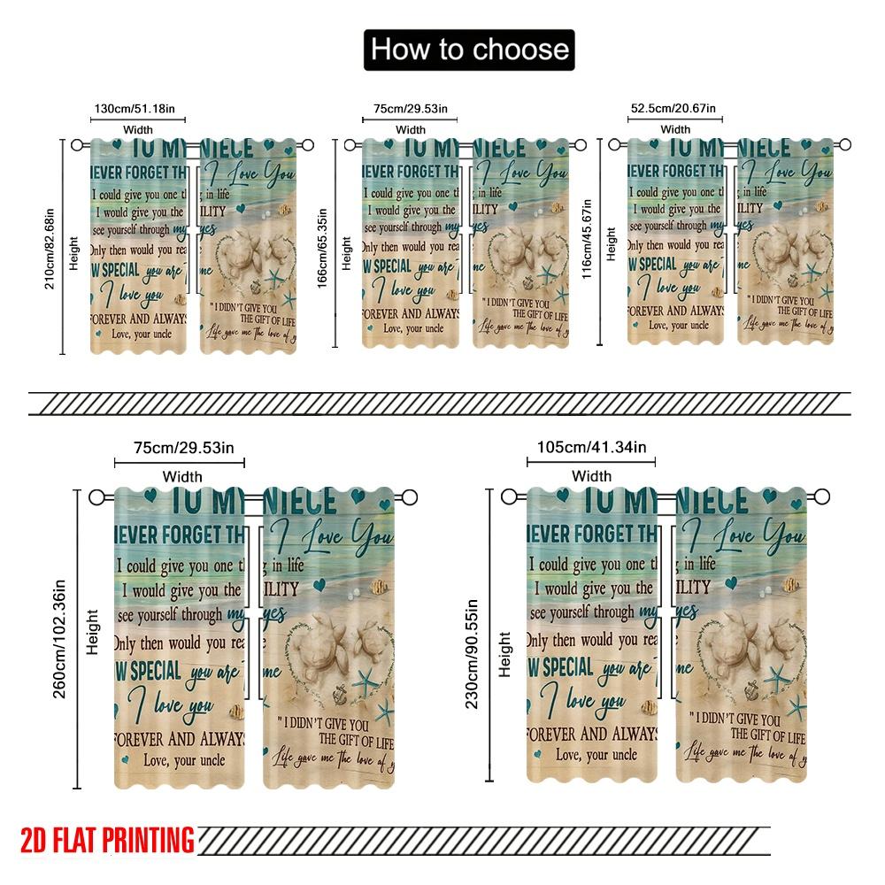 2pcs,2D Plane Printing Curtain Fabric To My Niece Polyester (without Rod) Room Decor Perfect for Living Room & Kitchen Decor