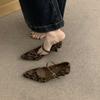 French Foreign Style Leopard Print Light Mouth Mary Jane Single Shoes with Pointed Thin Heels High Heels Women