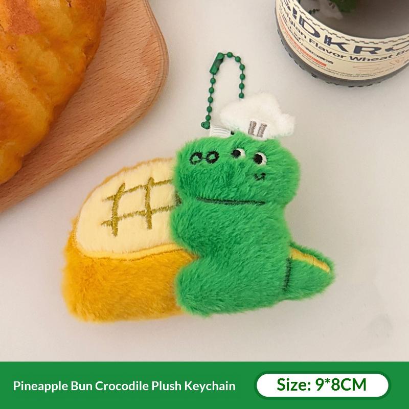 1Pc Cute Plush Gourmet Crocodile Doll Pendant Keychain Kawaii Cartoon Bread Doll Pendant Backpack Decoration Accessories Gifts