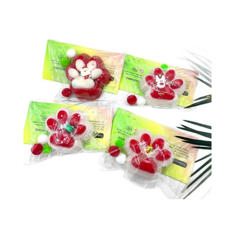 Kneading Cartoon Fidget Toy Slow Rebound Cat Paw Pinch Toy Christmas Cat Paw Squeeze Toys  Children