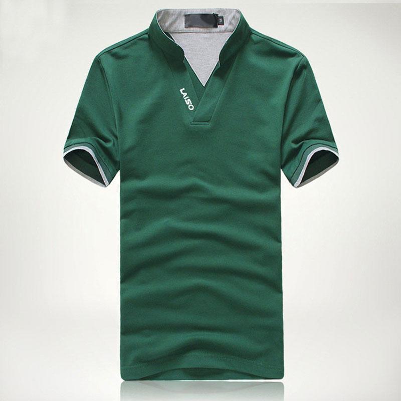 Fashion V Mens Neck Short Sleeve T Shirts Polo Shirt Mens Clothing Tops