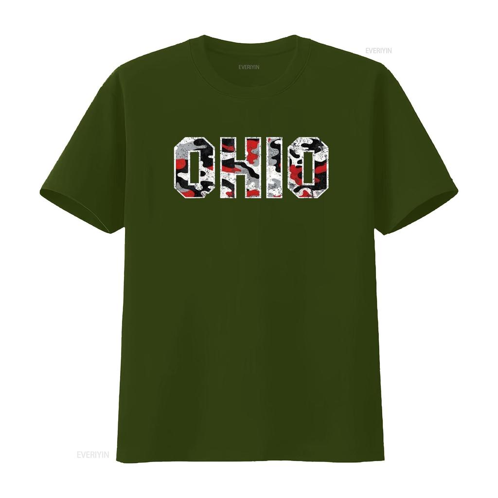 State Of Ohio Ohioan Trendy Distressed Camo Designs T Shirt Vintage Washed Stretched Streetwear Breathable Fashion