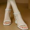 Fashion 2025 Summer High Heel Sandals Women's New Korean Edition Coarse Heel Simple Square Head Casual Women's Shoes