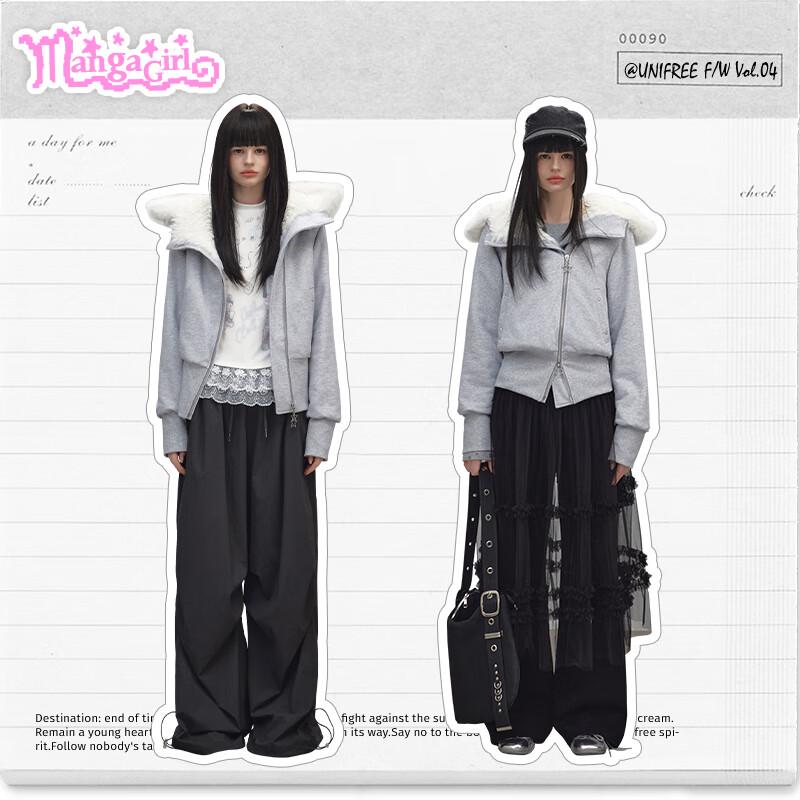 UNIFREE Winter Korean Style Slim Short Coat with Fur Collar