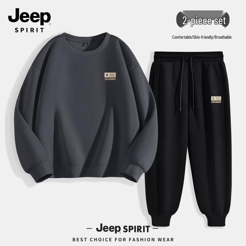 JEEP SPIRIT Men s Loose Fit Fleece Sweatshirt Set M