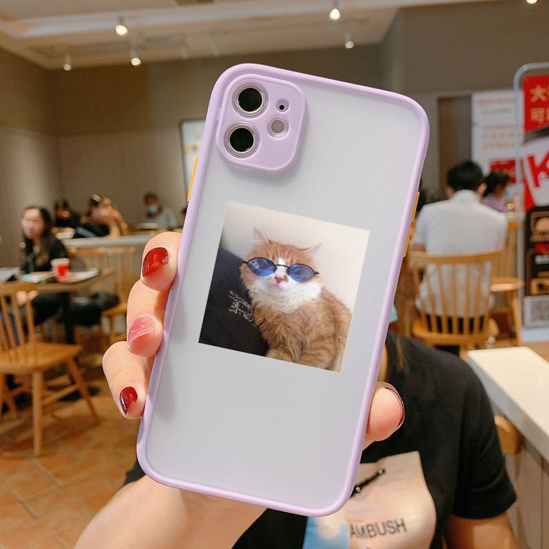 Super cute cats dogs Bumper Phone Case For iphone12 11 Pro Max X XS Max XR 7 8 Plus 12mini Translucent Matte Shockproof Cover