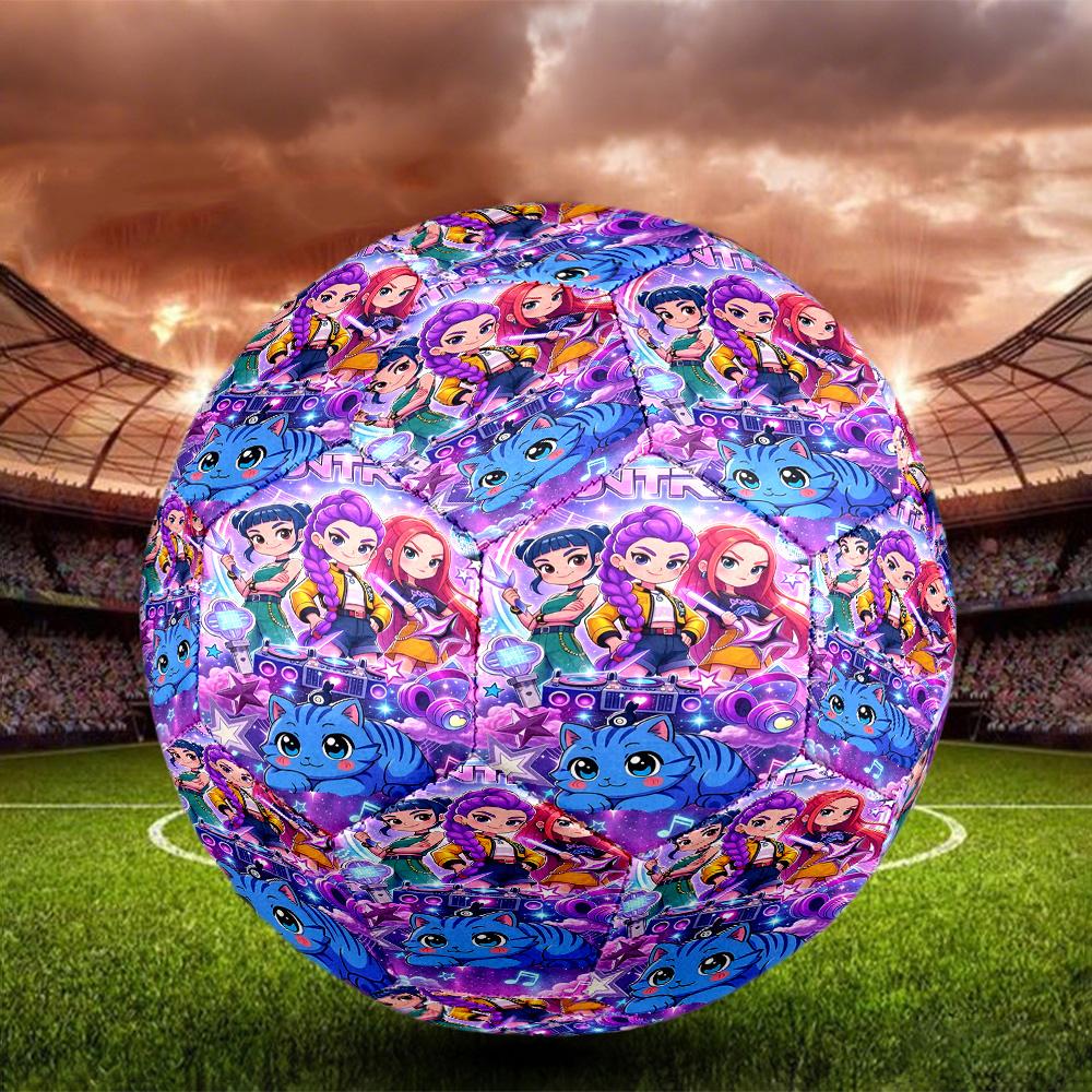 KPop Demon Hunters Print Size 5 Soccer Ball, Standard Match Football for Sports Game and Team Practice, Ideal Gift for Soccer Fans