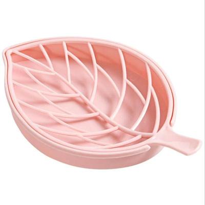 1PCS Leaf Shape Soap Dish Tray with Drain Plastic Soap Saver Holder for Shower Bathroom Kitchen