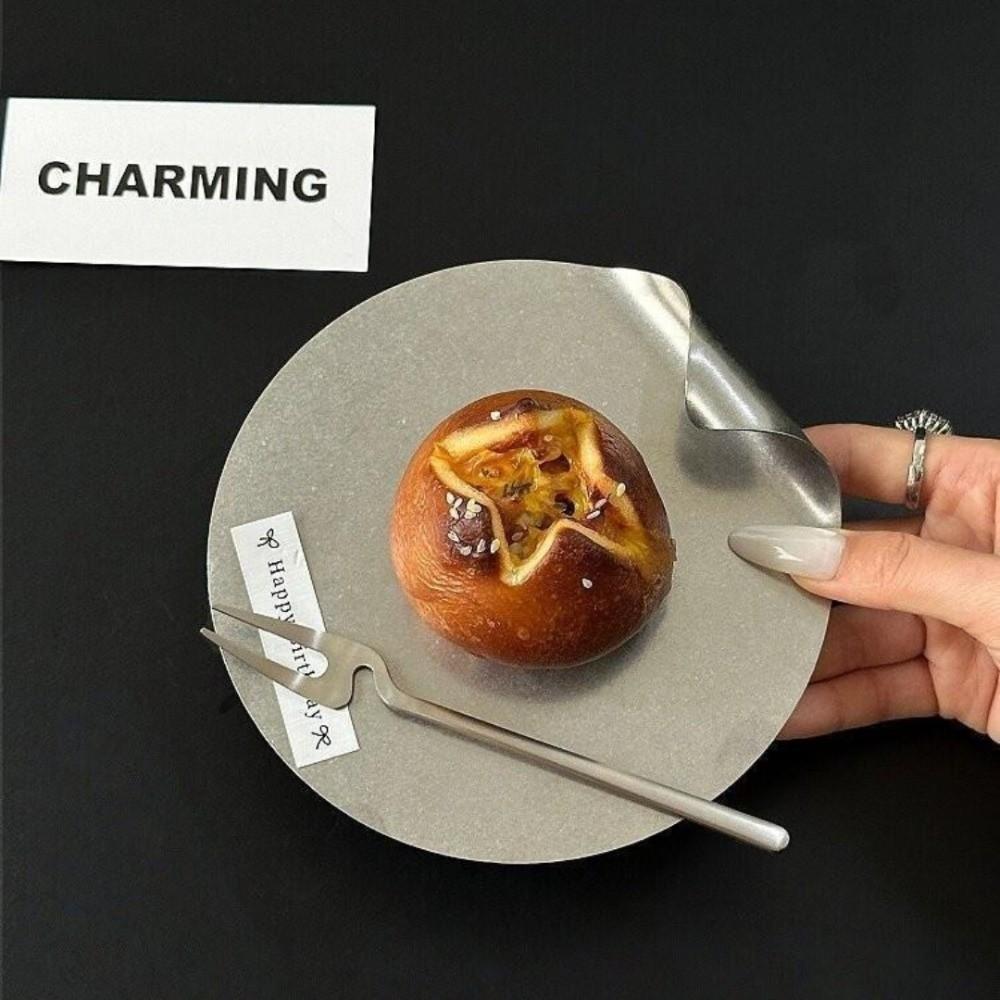 Stainless Steel Coffee Tray Square Round Food Display Plate Serving Platters For Cafe Restaurant