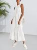 Robe longue d'été décontractée pour femme, à blocs de couleurs, en maille côtelée, sans manches
