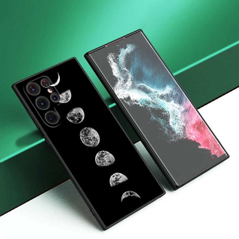 Husa de telefon din silicon Moon Stars Space Astronaut negru pentru Samsung Galaxy S23 S21 S20 FE S24 S22 Ultra S10E S10 S9 S8 Plus