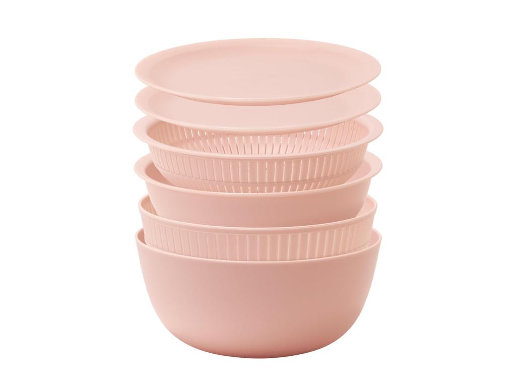 Like-it Colander & Bowl, Microwave Safe, Pink, 6-Piece Set, Made In Japan, Features Draining, Hot Water, and Heat-Resistant Bowls, Also Suitable for