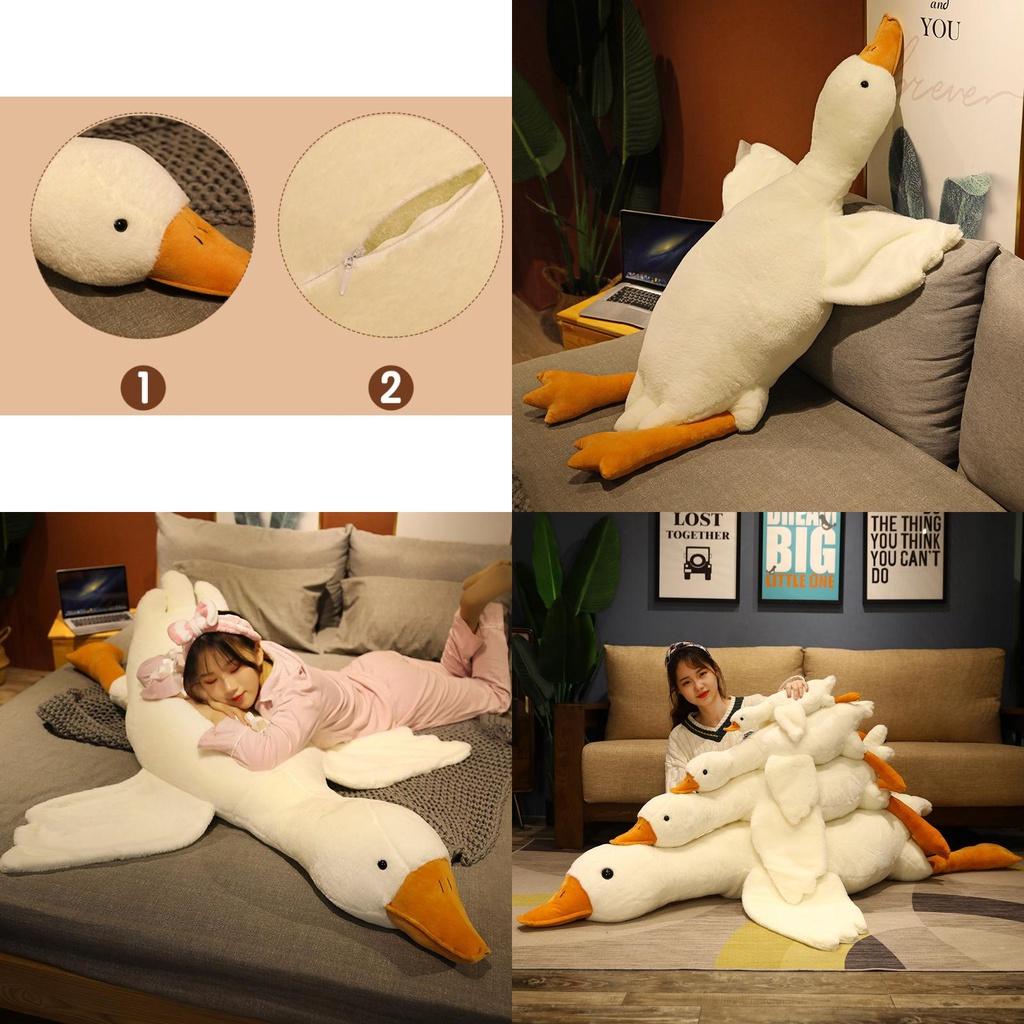 Huge 19.7/35.4/51.2in White Goose Plush Sleeping Toy Cushion For Kids