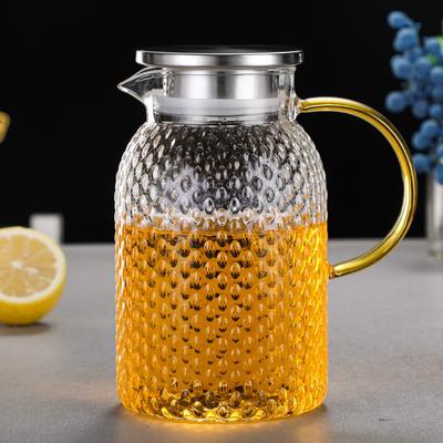 Heat Resistant Glass Water Pitcher with Hammered Design for Juice Tea Cold Water Home Use