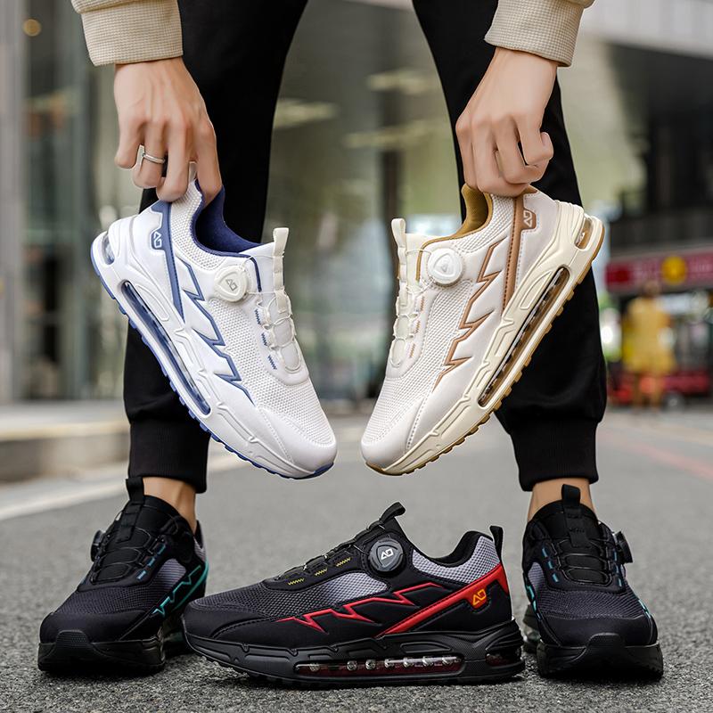 New Men's Shoes Autumn Breathable Button Rotating Convenient Mesh Sports Outdoor Sports Leisure Running and Hiking Shoes