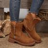 Fashion Fashion Side Zip Short Plush Snow Boots Women 2025 Winter Round Toe Thick Bottom Medium Heel Ankle Boots Warm Non Slip Booties