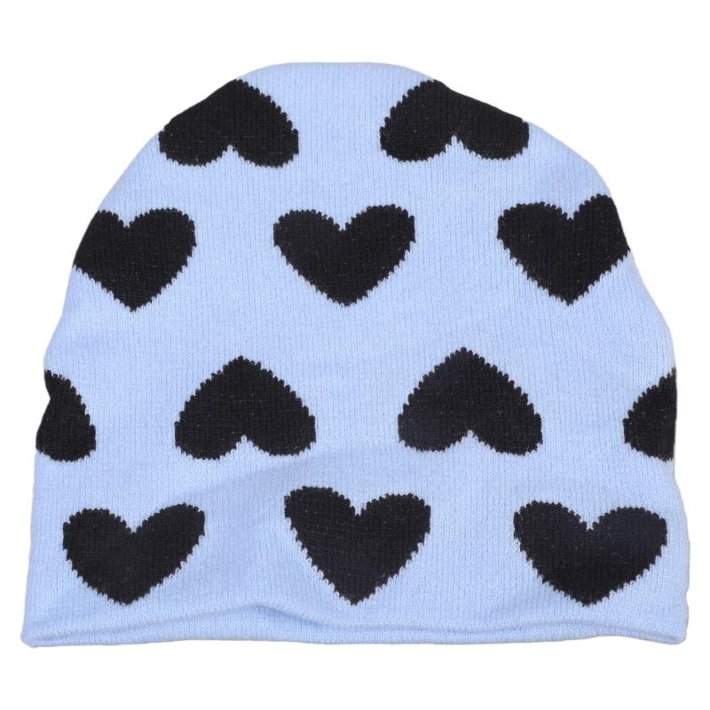Creative Heart Pattern Beanies Hat Adult Elastic Hat Winter Warmer Knitted Hat Cold Winter Present for Student Teen