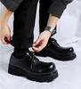 Fashion Mens Casual Leather Derby Shoes Men'S Youth Thick Sole Big Toe Trendy Shoes Men Lace-Up Heightened Shoe New